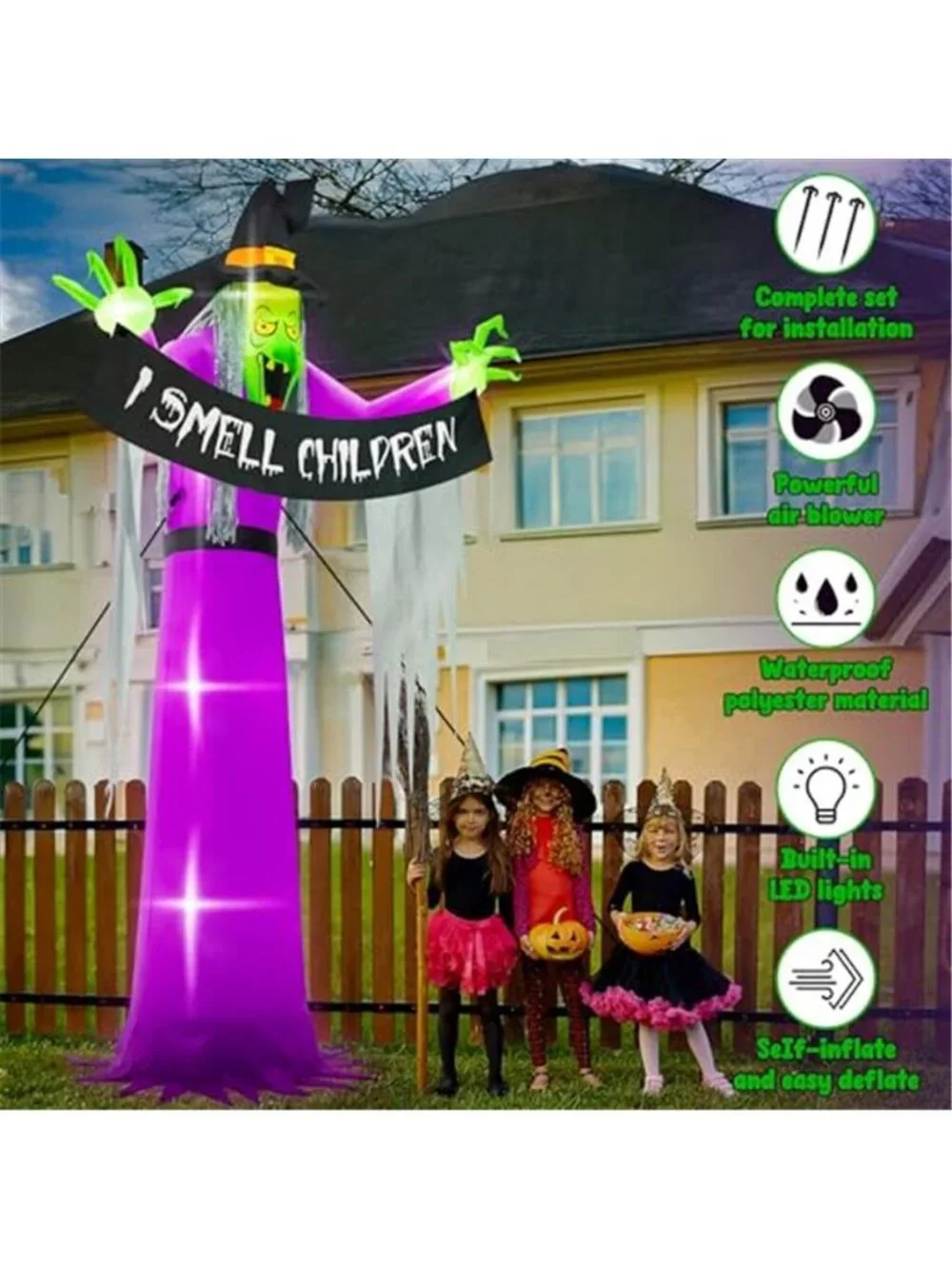 13FT Halloween Outdoor Inflatables, Large Scary Blow Up Witch Yard Decor